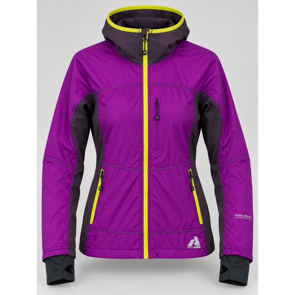 Eddie Bauer First Ascent Jacket Womens Sz M Purple Full Zip Hooded Hiking Fall